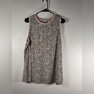 Elegant Spotted Tank Top - Black and Cream